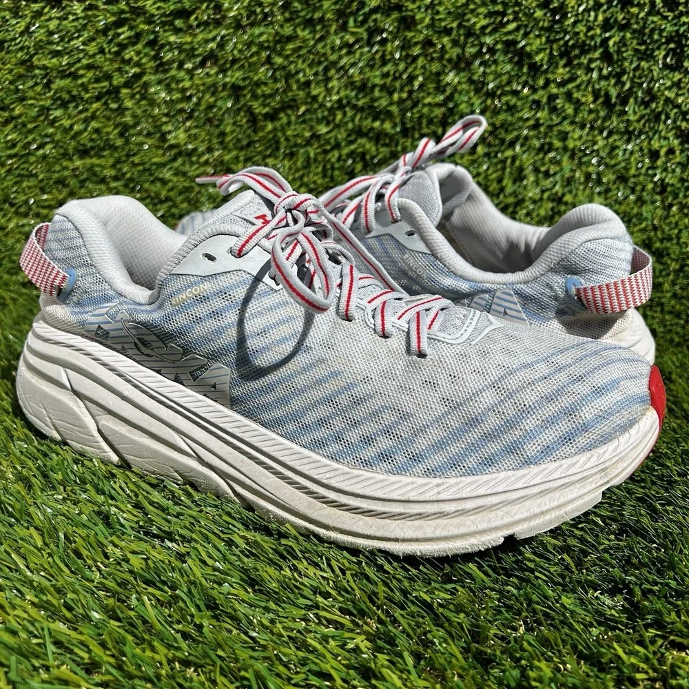 Hoka One One Shoes Women Size 8 Rincon Gray Blue Red Running Sneakers